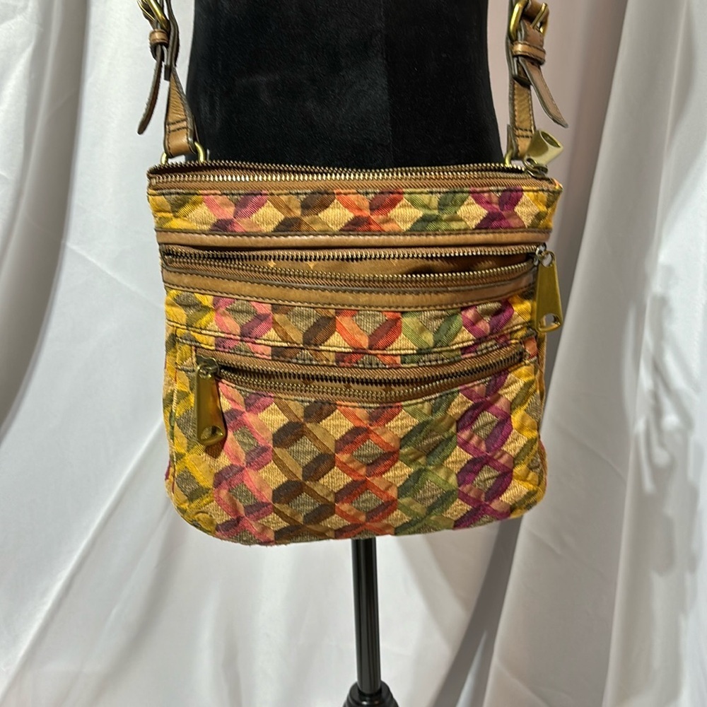 FOSSIL EXPLORER Tapestry Vintage Crossbody Shoulder Bag Tote